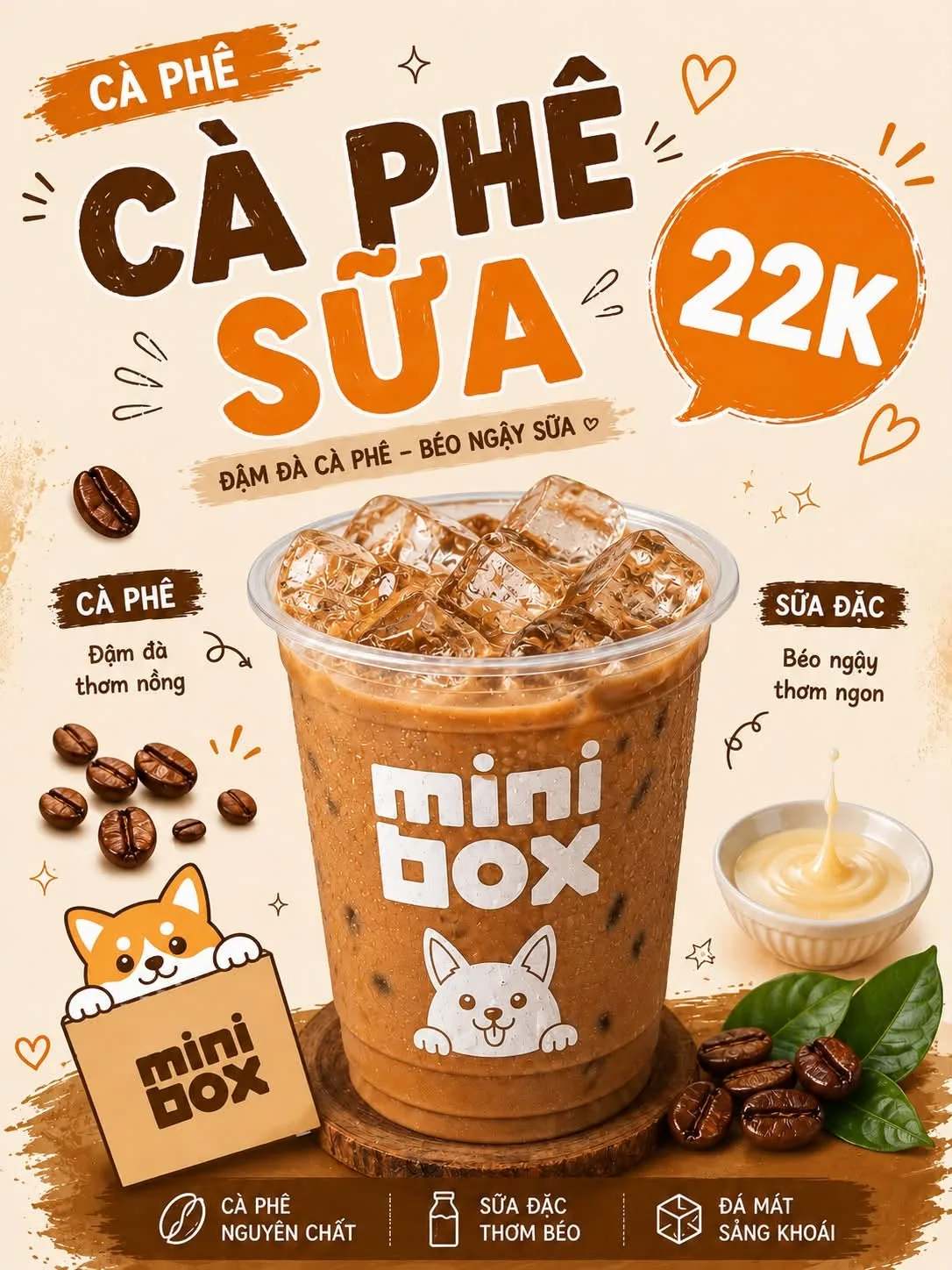 Cà phê sữa tại Mini Box